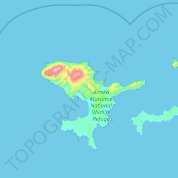 Tanaga Island topographic map, elevation, terrain