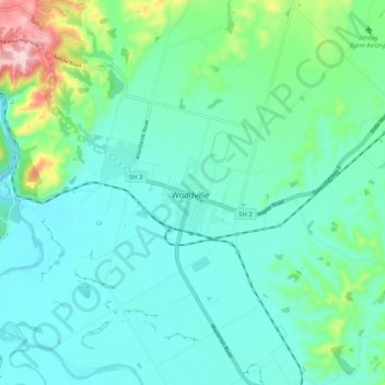 Woodville topographic map, elevation, terrain