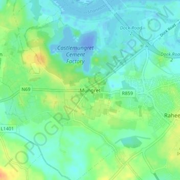 Mungret topographic map, elevation, terrain