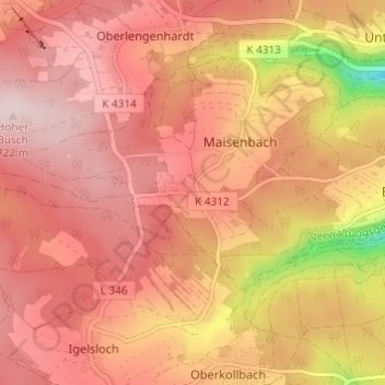 Zainen topographic map, elevation, terrain