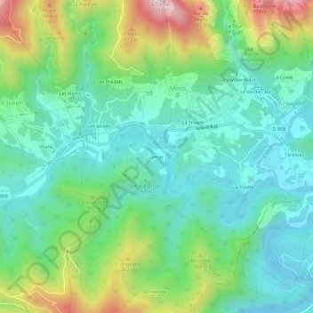 Ornac topographic map, elevation, terrain
