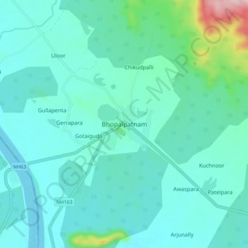 Bhopalpatnam topographic map, elevation, terrain