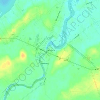 Hogansburg topographic map, elevation, terrain