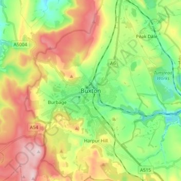 Buxton topographic map, elevation, terrain