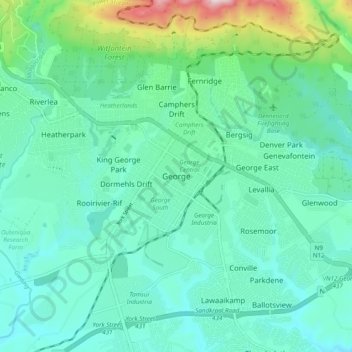 George topographic map, elevation, terrain
