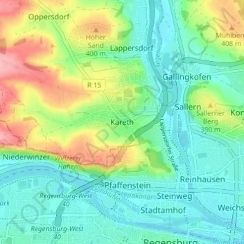 Kareth topographic map, elevation, terrain