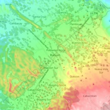 Batuan topographic map, elevation, terrain