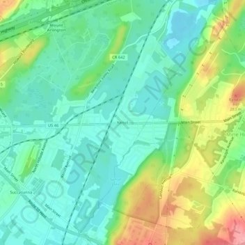 Kenvil topographic map, elevation, terrain