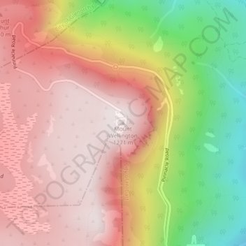 Mount Wellington topographic map, elevation, terrain