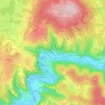 Diège topographic map, elevation, terrain