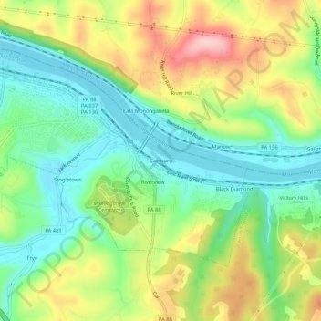 Catsburg topographic map, elevation, terrain