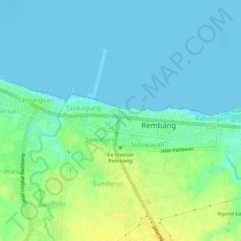 Tasikagung topographic map, elevation, terrain