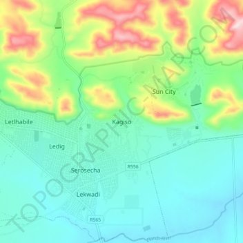 Kagiso topographic map, elevation, terrain