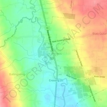 Los Amigos topographic map, elevation, terrain