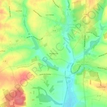 Montboulin topographic map, elevation, terrain