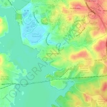 Clemson Heights topographic map, elevation, terrain