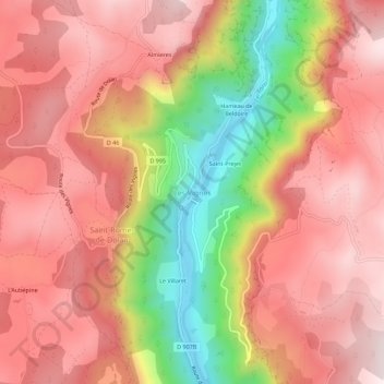 Les Vignes topographic map, elevation, terrain
