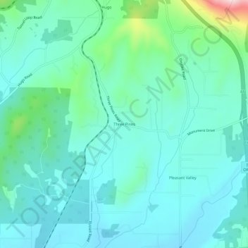 Three Pines topographic map, elevation, terrain