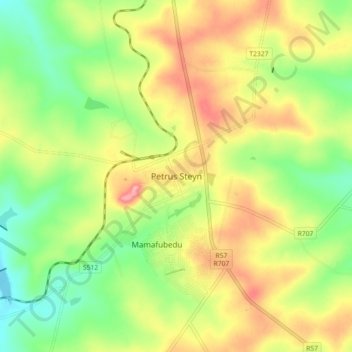 Petrus Steyn topographic map, elevation, terrain