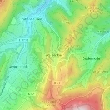 Weißenbach topographic map, elevation, terrain