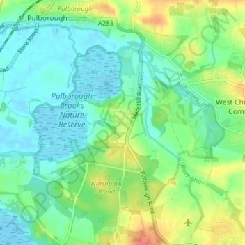 Wiggonholt topographic map, elevation, terrain