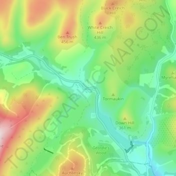 Glendevon topographic map, elevation, terrain