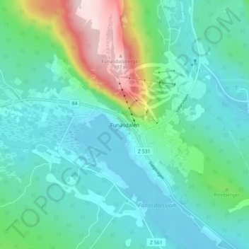 Funäsdalen topographic map, elevation, terrain