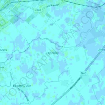 Oldenzijl topographic map, elevation, terrain