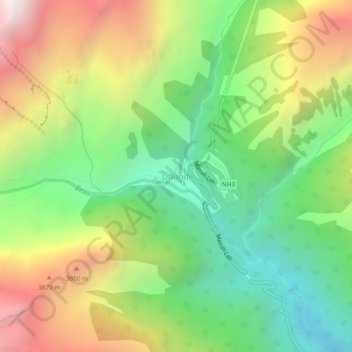 Dhundi topographic map, elevation, terrain