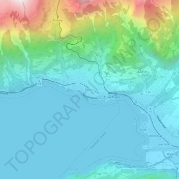 Brienz topographic map, elevation, terrain