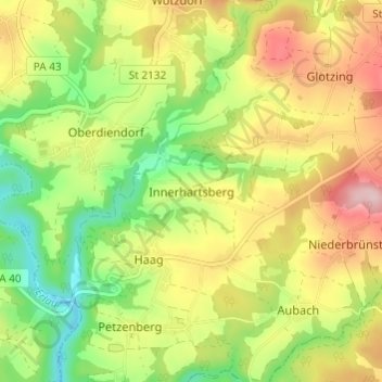 Innerhartsberg topographic map, elevation, terrain