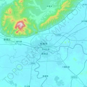 Guigang topographic map, elevation, terrain