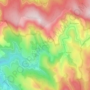Caucalan topographic map, elevation, terrain