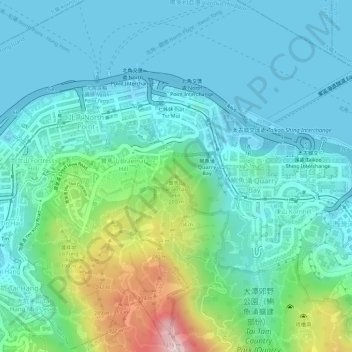 寶馬山 topographic map, elevation, terrain