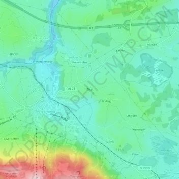 Thal topographic map, elevation, terrain