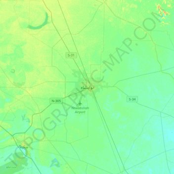 Nawabshah topographic map, elevation, terrain