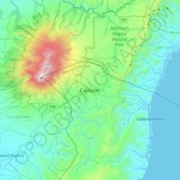 Canlaon topographic map, elevation, terrain