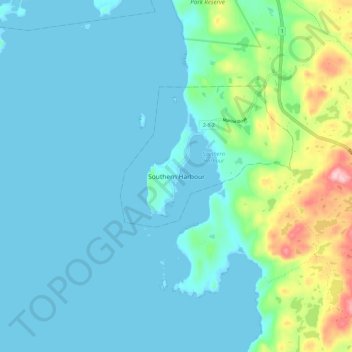 Southern Harbour topographic map, elevation, terrain