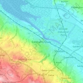 Connah's Quay topographic map, elevation, terrain