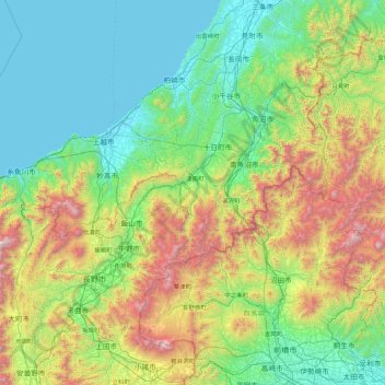 Nakauonuma County topographic map, elevation, terrain