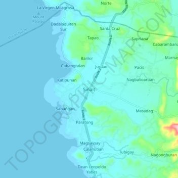 Sinait topographic map, elevation, terrain