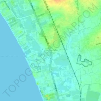 Ban Na Chom Thian topographic map, elevation, terrain