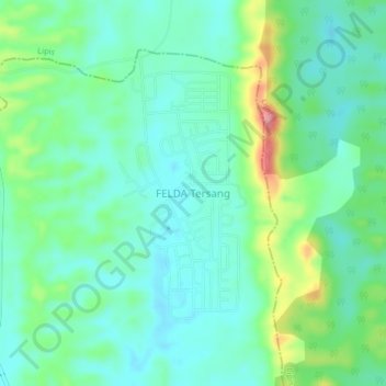 FELDA Tersang topographic map, elevation, terrain