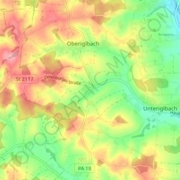 Kettenham topographic map, elevation, terrain