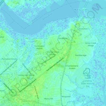 Orange Grove Estates topographic map, elevation, terrain