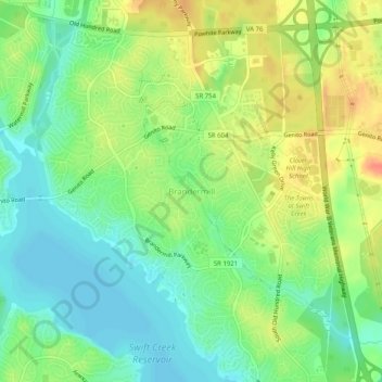 Brandermill topographic map, elevation, terrain