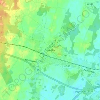 Smedby topographic map, elevation, terrain