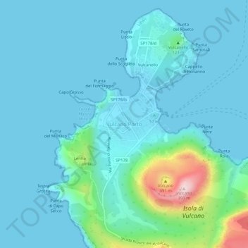 Vulcano Porto topographic map, elevation, terrain