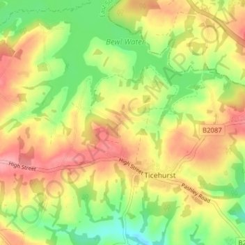 Threeleg Cross topographic map, elevation, terrain