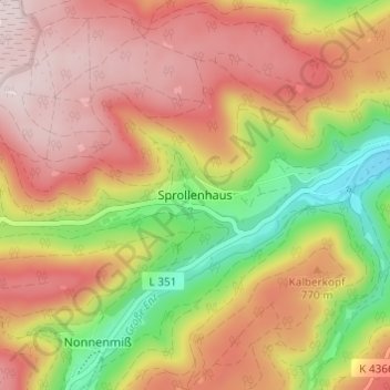 Sprollenhaus topographic map, elevation, terrain